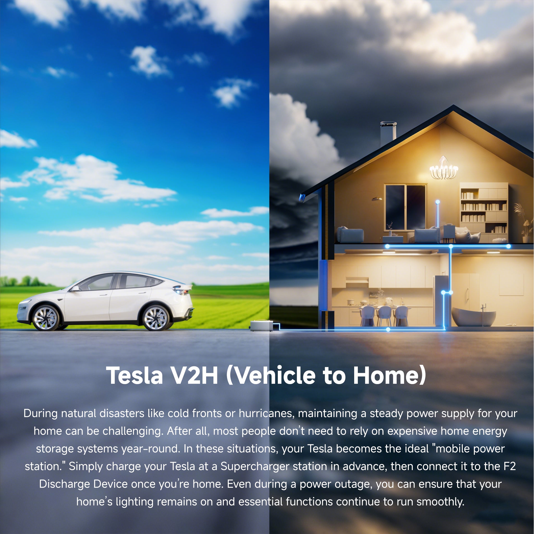 Tesla V2L V2H Powershare External Discharge