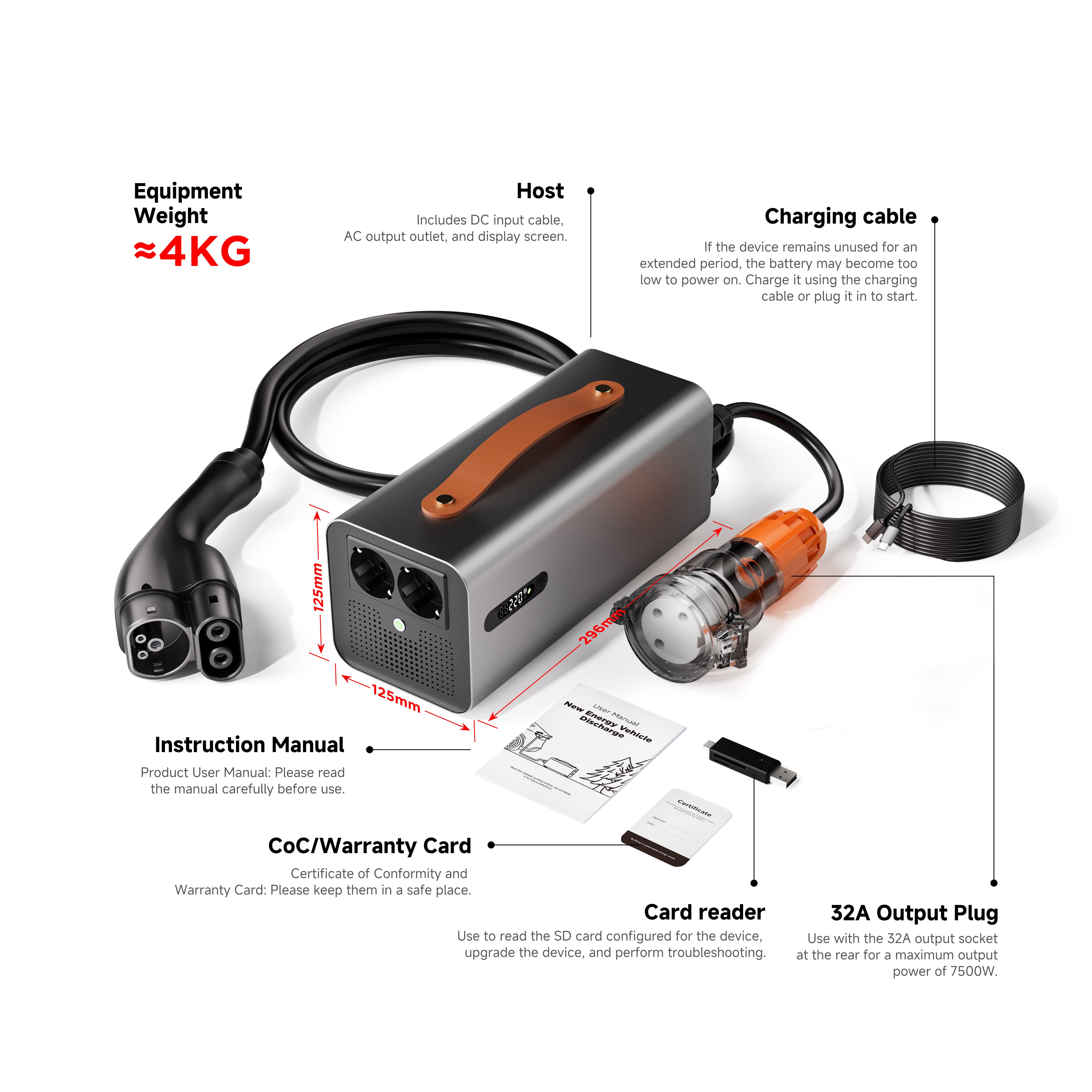 Tesla V2L Discharge, 3.5KW 5KW V2L Discharge Gun for Tesla ,Power Share Device Factory Sales