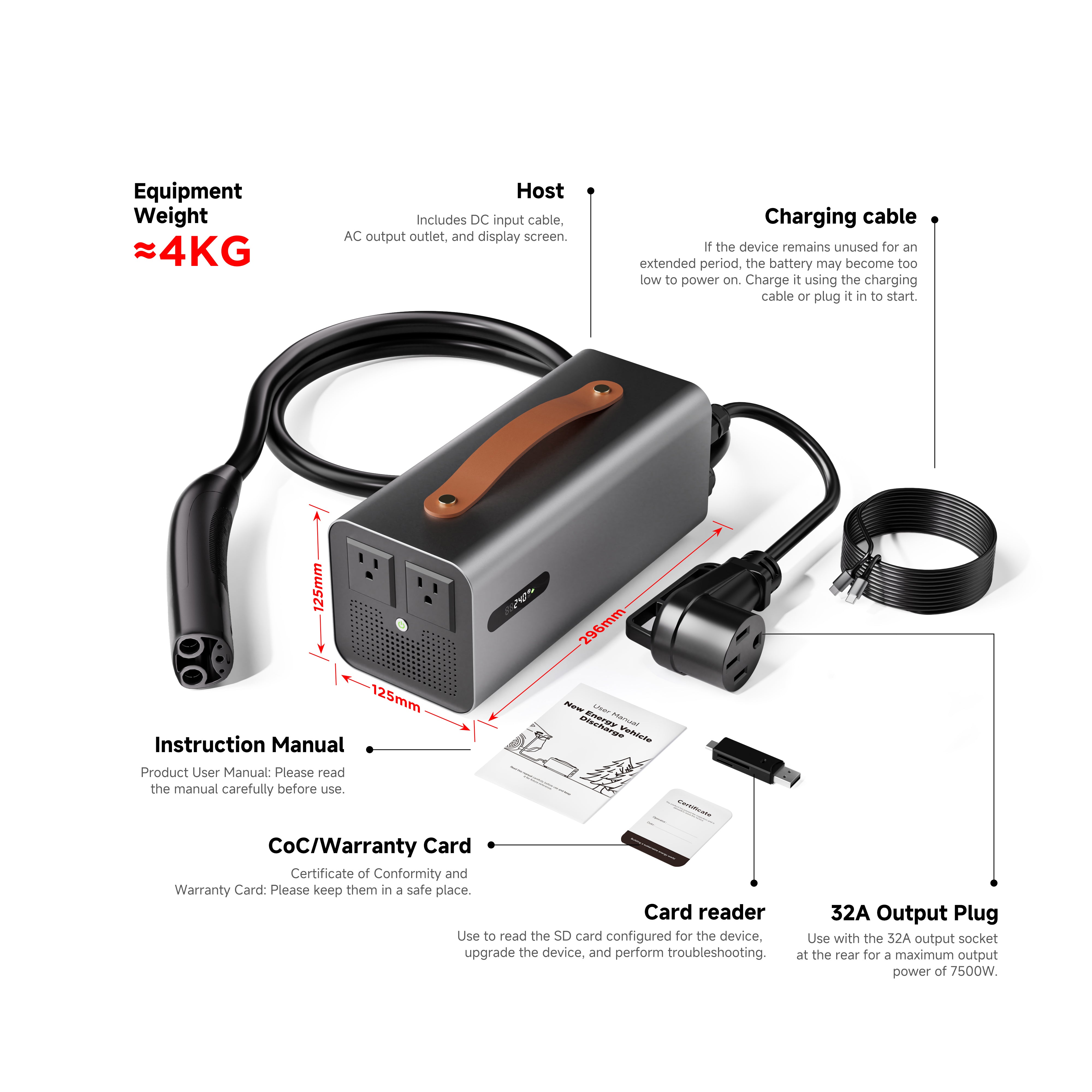 Tesla V2L Discharge, 3.5KW 5KW V2L Discharge Gun for Tesla ,Power Share Device Factory Sales