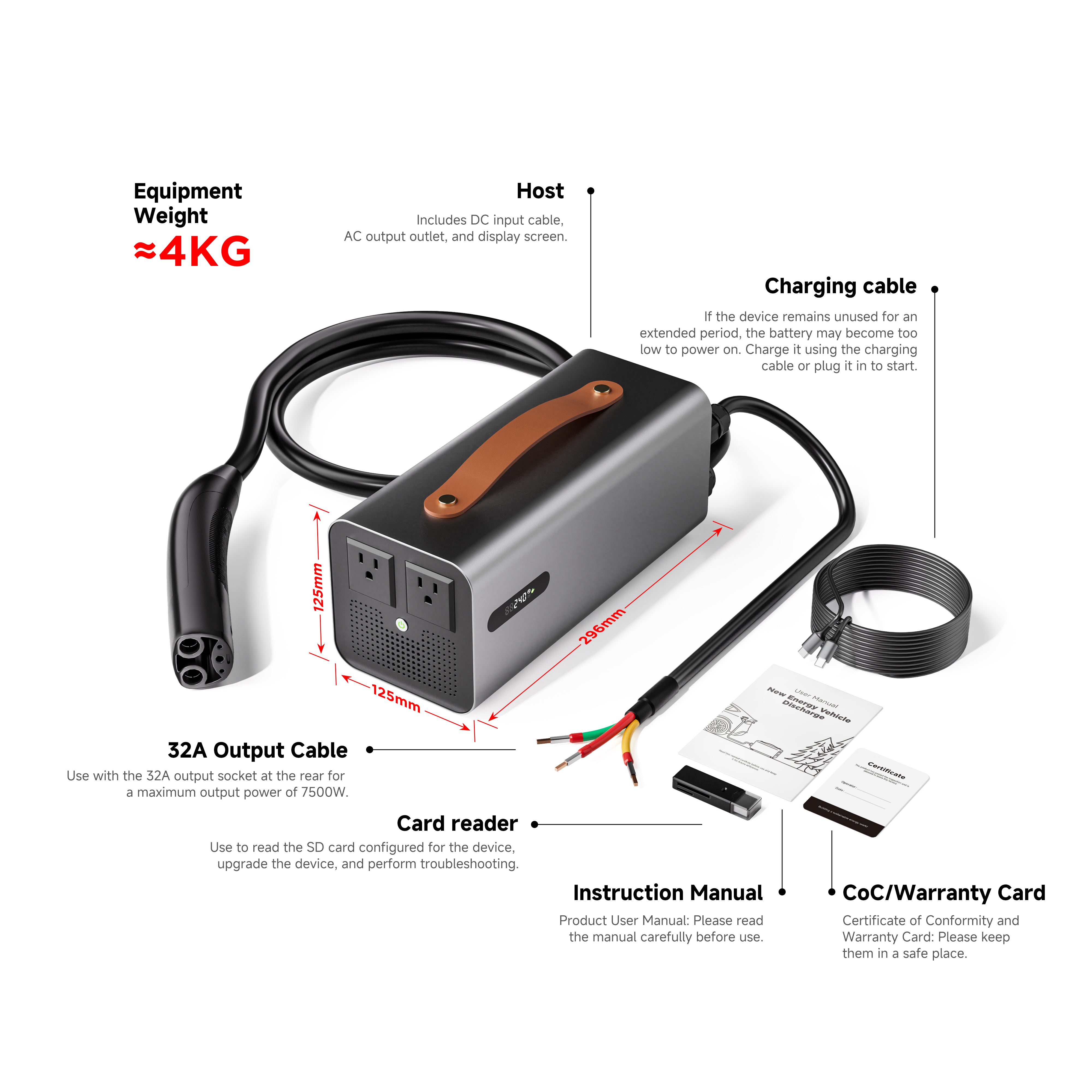 Tesla V2L Discharge, 3.5KW 5KW V2L Discharge Gun for Tesla ,Power Share Device Factory Sales